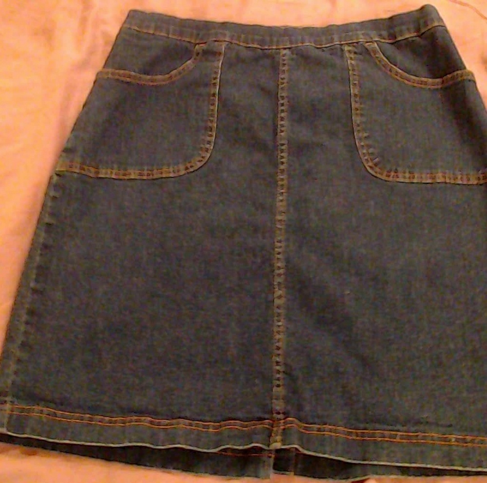 Mid thigh jean skirt